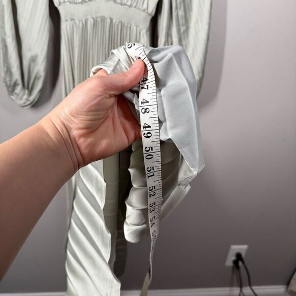 Petal & Pup ELOISE DRESS sage green pleated satin modest midi size 2 - Picture 9 of 9